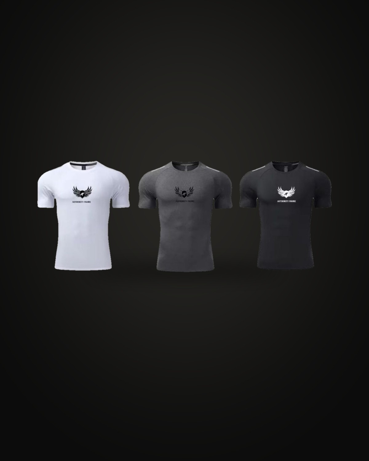 Authority Compression Tee in Bone, Graphite, and Onyx
